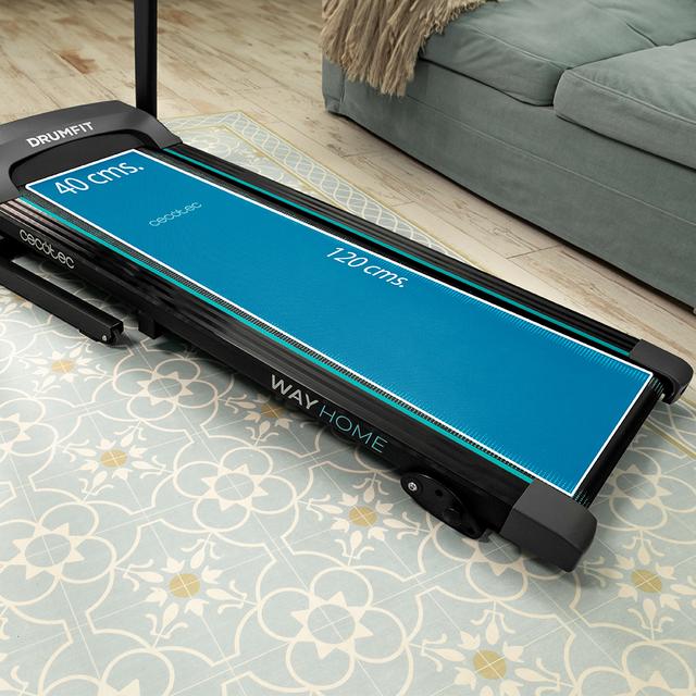 Cecotec DrumFit WayHome 1500 Sprint Cinta De Correr Plegable Con Potencia De 1100 W. De 1 A 15 Km/h. 12 Programas Predefinidos. Panel De Control LCD. Superficie De Carrera De 120x40 Cm. Inclinación Manual. Conectividad Bluetoot