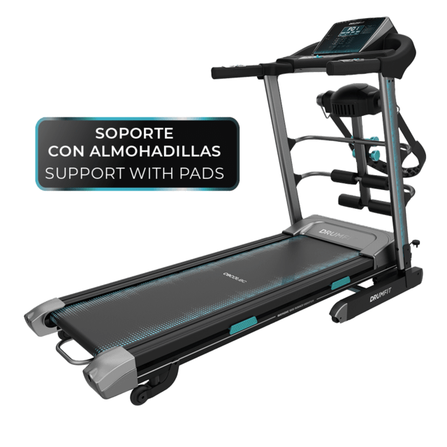 Cecotec DrumFit WayHome 1600 Obelia Ultraflex Pro. Cinta de Correr Plegable de 1500 W Velocidad Ajustable Inclinación Motorizada Superficie de 130x42 cm Sistema Amortiguación Pantalla Cinturón de masaje Cinta de correr