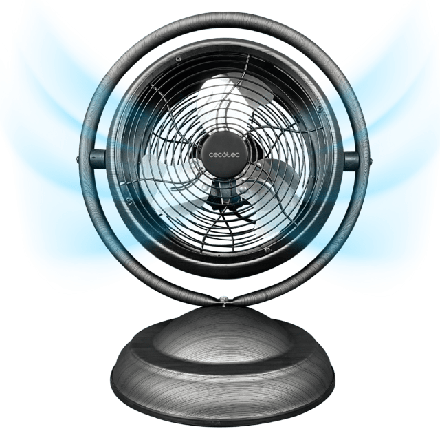 Cecotec EnergySilence 1000 RetroDesk Wood Ventilador de sobremesa de diseño con madera de 10" con 20 W y 3 aspas. Ventilador de sobremesa