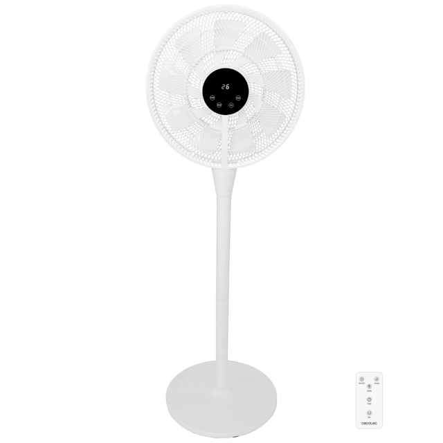 Cecotec Energysilence 1000 Smart Control Ventilador de pie de 16" con 25 W y motor DC con mando a distancia control táctil y pantalla temporizado y oscilación. Ventilador de pie 