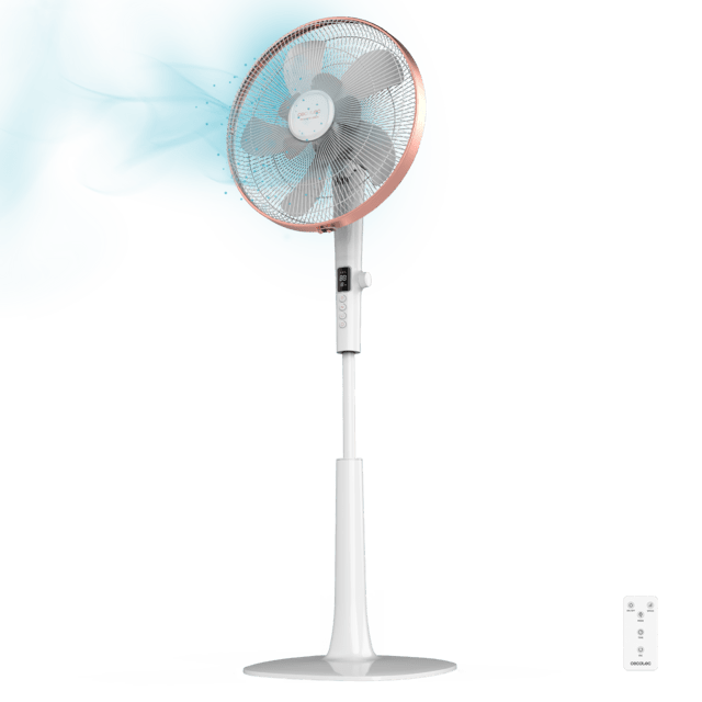 Cecotec EnergySilence 1030 SmartExtreme. Ventilador De Pie Con Mando A Distancia Y Temporizador 28 W 10 Aspas 40cm De Diámetro Oscilante 24 Velocidades Ajustable 115-135cm Motor DC Blanco Ventilador De Pie