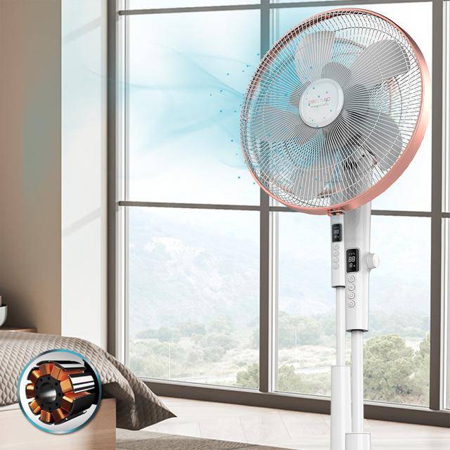 Cecotec EnergySilence 1030 SmartExtreme. Ventilador De Pie Con Mando A Distancia Y Temporizador 28 W 10 Aspas 40cm De Diámetro Oscilante 24 Velocidades Ajustable 115-135cm Motor DC Blanco Ventilador De Pie