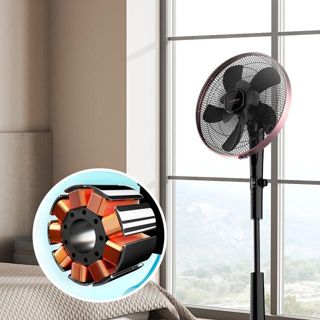 Cecotec EnergySilence 1040 SmartExtreme. Ventilador De Pie Con Mando A Distancia Y Temporizador 28 W 10 Aspas 40 Cm De Diámetro Oscilante 24 Velocidades Ajustable 115-135cm Motor DC Negro Ventilador De Pie