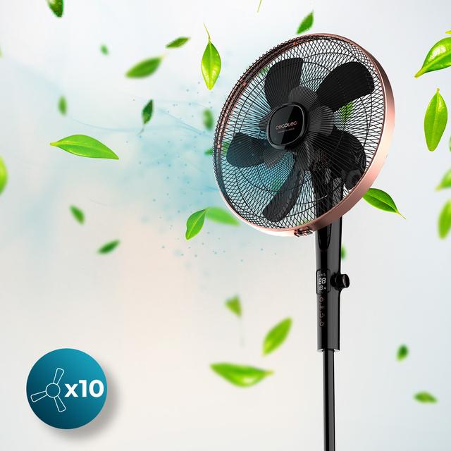 Cecotec EnergySilence 1040 SmartExtreme. Ventilador De Pie Con Mando A Distancia Y Temporizador 28 W 10 Aspas 40 Cm De Diámetro Oscilante 24 Velocidades Ajustable 115-135cm Motor DC Negro Ventilador De Pie