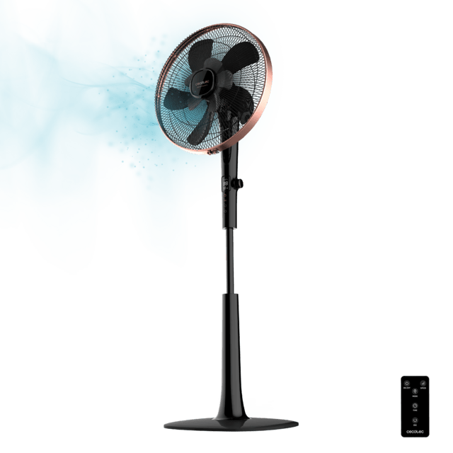 Cecotec EnergySilence 1040 SmartExtreme. Ventilador de Pie con Mando a Distancia y Temporizador 28 W 10 Aspas 40 cm de Diámetro Oscilante 24 Velocidades Ajustable 115-135cm Motor DC Negro Ventilador de pie