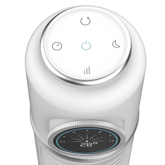 Cecotec EnergySilence 1090 Skyline Retro Smart White Ventilador De Torre De 32" Con 40 W LED Display Control Táctil Y Remoto Temporizador 12 Horas Y Oscilación. Ventilador De Torre