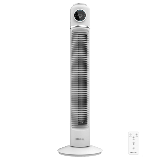 Cecotec EnergySilence 1090 Skyline Retro Smart White Ventilador de torre de 32" con 40 W LED display control táctil y remoto temporizador 12 horas y oscilación. Ventilador de torre