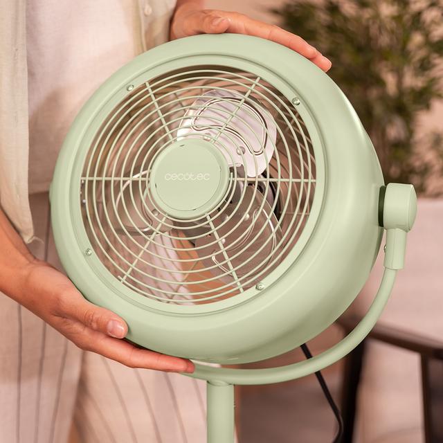 Cecotec EnergySilence 250 ClassicStyle Green Ventilador De Pie Estilo Retro Color Verde De 10" Con 25 W E Inclinación Ajustable. Ventilador De Pie