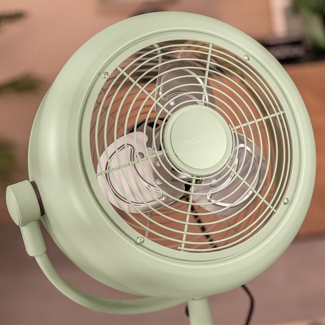 Cecotec EnergySilence 250 ClassicStyle Green Ventilador De Pie Estilo Retro Color Verde De 10" Con 25 W E Inclinación Ajustable. Ventilador De Pie