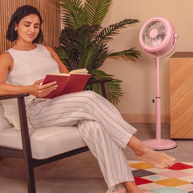 Cecotec EnergySilence 250 ClassicStyle Pink Ventilador De Pie Estilo Retro Color Rosa De 10" Con 25 W E Inclinación Ajustable. Ventilador De Pie 
