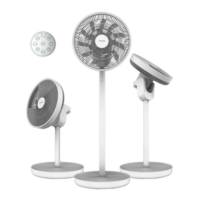 Cecotec EnergySilence 2600 Sunflower Portable Ventilador de batería 3 en 1 22 W con motor BLDC 13”de diámetro gran autonomía gracias a su batería de 2600 mAh pantalla LED control remoto control táctil y oscilación horizo