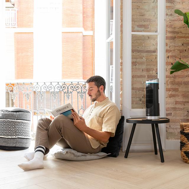 Cecotec EnergySilence 3000 DeskTower Control. Ventilador De Torre Con Mando A Distancia Y Temporizador 30 W Altura 15" (38 Cm) 3 Velocidades Oscilación Indicador LED Negro Ventilador De Sobremesa De Torre