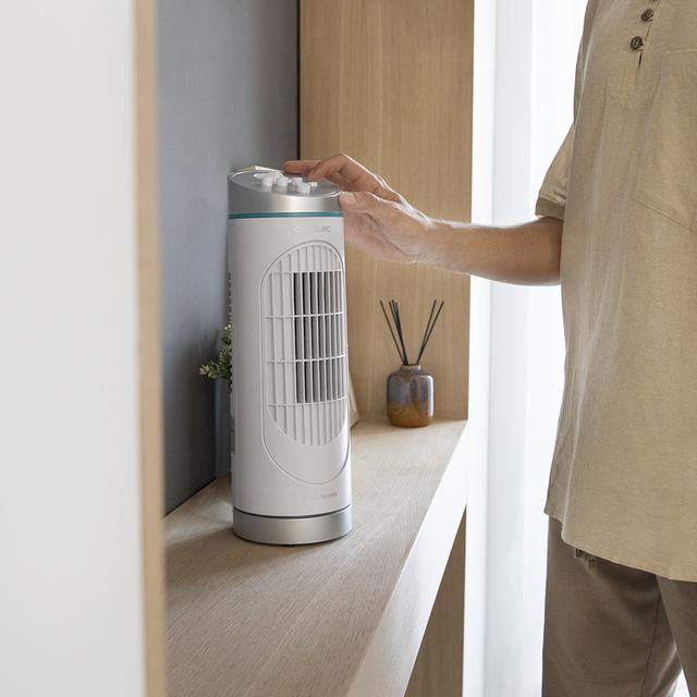 Cecotec EnergySIlence 3000 DeskTower. Ventilador De Torre 30 W Altura 15" (38 Cm) 3 Velocidades Oscilación Temporizador 2 H Control Manual Blanco Ventilador De Sobremesa de Torre