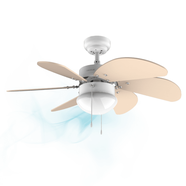 Cecotec EnergySilence 3600 Vision SunLight. Ventilador De Techo De 50 W Diámetro 92 Cm Lámpara 3 Velocidades 6 Aspas Reversibles Función Verano/Invierno Interruptor De Cadena Blanco/Amarillo Ventilador De Techo