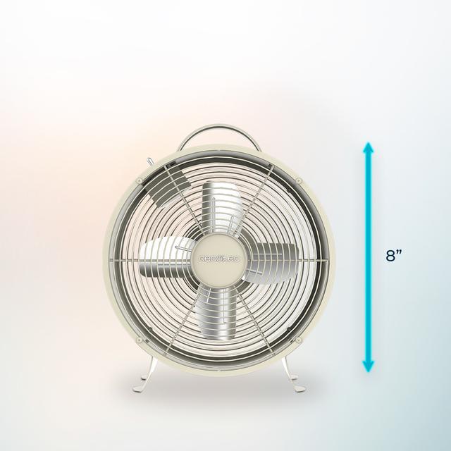 Cecotec EnergySilence 400 RetroDesk Beige Ventilador De Sobremesa Estilo Retro Color Beige De 8" Con 25 W Y 4 Aspas. Ventilador De Sobremesa 