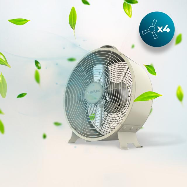 Cecotec EnergySilence 400 RetroDesk Beige Ventilador De Sobremesa Estilo Retro Color Beige De 8" Con 25 W Y 4 Aspas. Ventilador De Sobremesa 