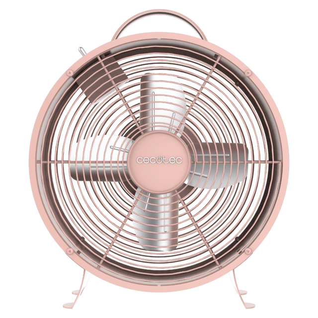 Cecotec EnergySilence 400 RetroDesk Pink Ventilador de sobremesa estilo retro color rosa de 8" con 25 W y 4 aspas. Ventilador de sobremesa 