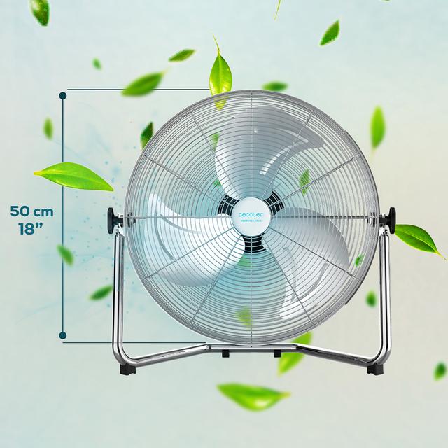 Cecotec EnergySilence 4300 Pro. Ventilador Industrial De 110 W 3 Aspas Metálicas De 18" (45 Cm) 3 Velocidades Motor De Cobre Inclinación Ajustable Acabado Cromado Ventilador Industrial