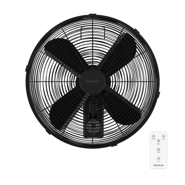 Cecotec EnergySilence 4500 Power Wall Control Black Ventilador De Pared De 18 " Con 50 W Control Remoto Temporizador Y Display. Ventilador De Pared