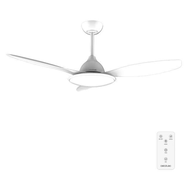 Cecotec EnergySilence 4800 Light White Ventilador de techo de 35 W con motor DC y 48” con luz LED de 36W mando a distancia temporizador 6 velocidades y 3 aspas. Ventilador de techo 