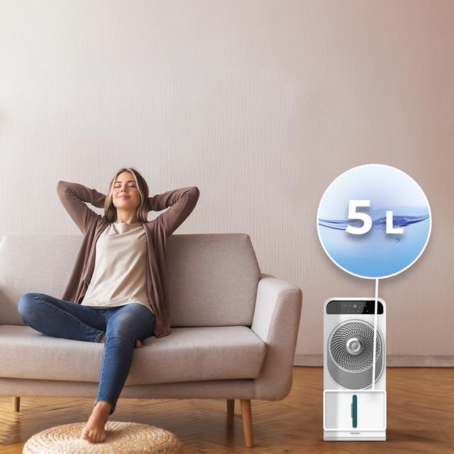 Cecotec EnergySilence 5000 Cool Wave Climatizador Evaporativo De Diseño De 28W Con Motor DC 5 L Y 12 Velocidades Con Oscilación. Climatizador Evaporativo