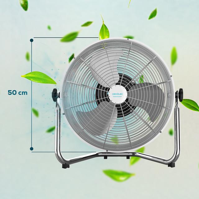 Cecotec EnergySilence 5000 Pro. Ventilador Industrial De 120 W 3 Aspas Metálicas De 20" (51 Cm) Motor De Cobre 3 Velocidades Inclinación Ajustable Acabado Cromado Ventilador Industrial