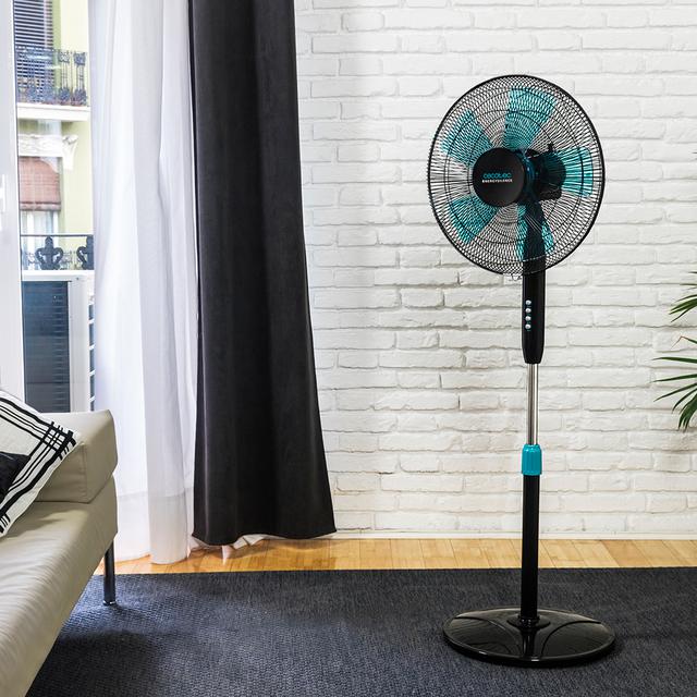 Cecotec EnergySilence 510. Ventilador De Pie 40 W 5 Aspas De 40 Cm De Diámetro Oscilante 3 Velocidades Altura Ajustable 110-130 Cm Motor De Cobre Diseño En Negro Ventilador Sin Aspas De Torre