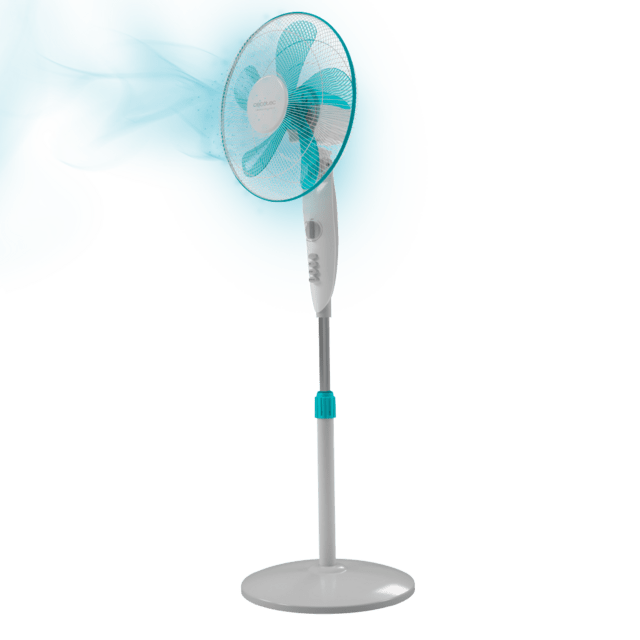 Cecotec EnergySilence 520 Power White. Ventilador De Pie Con Temporizador 50 W 5 Aspas 40 Cm De Diámetro Oscilante 4 Velocidades Ajustable 110-130 Cm Motor De Cobre Blanco Ventilador De Pie