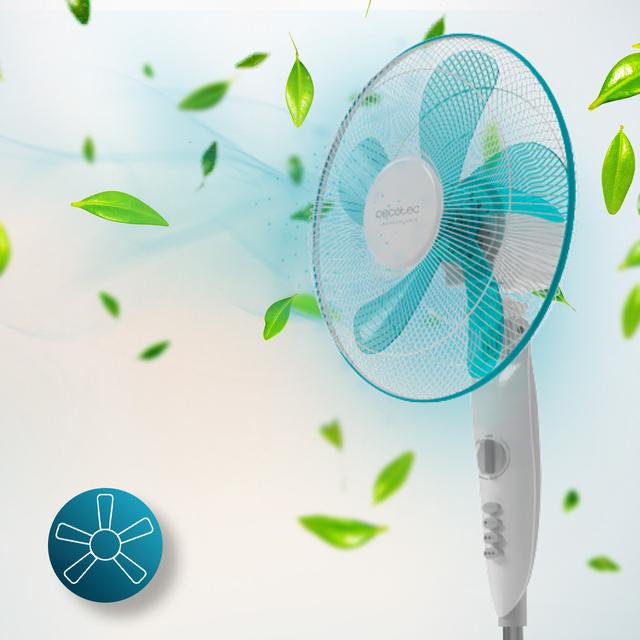 Cecotec EnergySilence 520 Power White. Ventilador De Pie Con Temporizador 50 W 5 Aspas 40 Cm De Diámetro Oscilante 4 Velocidades Ajustable 110-130 Cm Motor De Cobre Blanco Ventilador De Pie