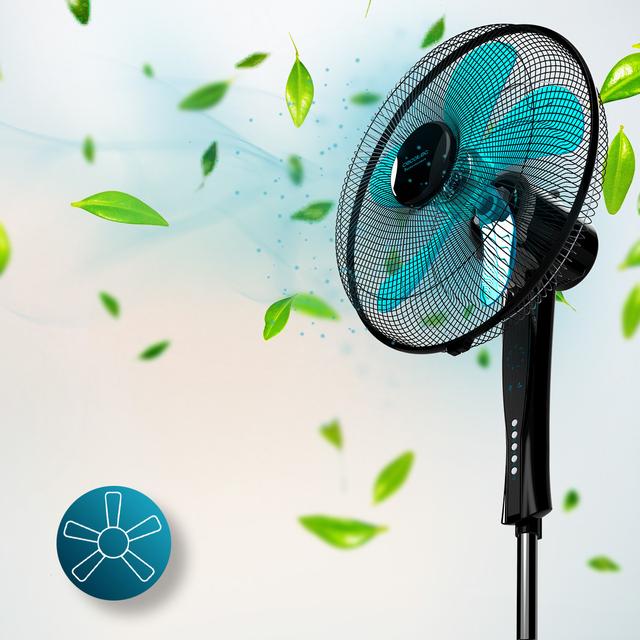 Cecotec EnergySilence 530 Power Connected Black. Ventilador De Pie Con Mando A Distancia Y Temporizador 50 W 5 Aspas De 40 Cm 3 Velocidades Motor De Cobre Oscilante Pantalla Negro Ventilador De Pie