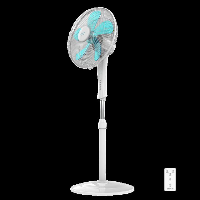Cecotec EnergySilence 530 Power Connected White. Ventilador de Pie con Mando a Distancia y Temporizador 50 W 5 Aspas de 40 cm 3 Velocidades Motor de Cobre Oscilante Pantalla Blanco Ventilador de pie