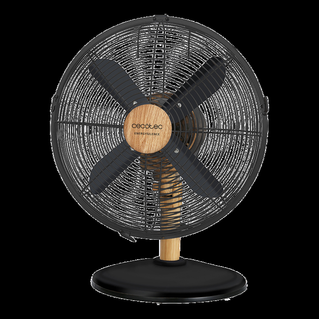 Cecotec EnergySilence 560 WoodDesk. Ventilador de Sobremesa de 45 W 4 Aspas de 30 cm de Diámetro Oscilante 3 Velocidades Motor de Cobre Acabado Negro y Efecto Madera Ventilador de sobremesa