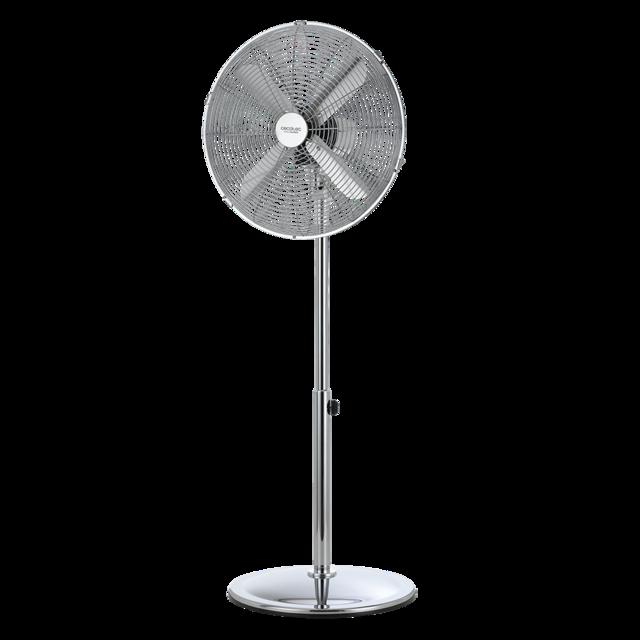 Cecotec EnergySilence 580 RetroStyle. Ventilador de Pie de 60 W 4 Aspas 40 cm de Diámetro Oscilante 3 Velocidades Altura ajustable 90-125 cm Motor de Cobre Acabado Cromado Ventilador de Pie