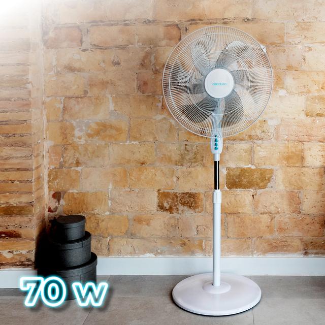Cecotec EnergySilence 600 MAX Flow Ventilador De 70 W 18 Pulgadas (45 Cm) 6 Aspas Motor De Cobre 3 Velocidades Oscilación 75º Altura Regulable Ventilador De Pie