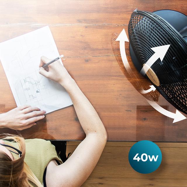 Cecotec EnergySilence 600 WoodDesk Ventilador De Sobremesa Con 40 W Y Acabado En Color Madera 12 Pulgadas 3 Velocidades Oscilación Silencioso Altura Ajustable 4 Aspas Y Máxima Seguridad. Ventilador De Sobremesa