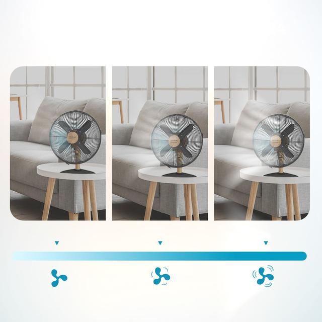 Cecotec EnergySilence 600 WoodDesk Ventilador De Sobremesa Con 40 W Y Acabado En Color Madera 12 Pulgadas 3 Velocidades Oscilación Silencioso Altura Ajustable 4 Aspas Y Máxima Seguridad. Ventilador De Sobremesa