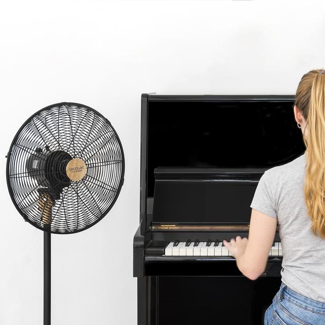 Cecotec EnergySilence 600 Woodstyle Ventilador De Pie Con 50 W Y Acabado En Madera 16 Pulgadas 3 Velocidades Oscilación Silencioso Altura Ajustable 4 Aspas Y Máxima Seguridad. Ventilador De Pie