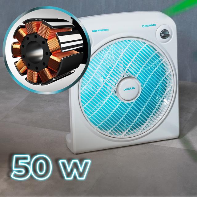 Cecotec EnergySilence 6000 PowerBox. Ventilador De Suelo Con Temporizador De 50 W 5 Aspas De 30 Cm De Diámetro 3 Velocidades Motor De Cobre Rejilla Rotatoria Blanco Ventilador De Suelo