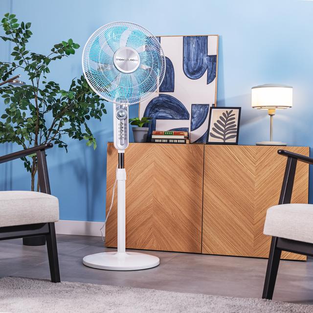 Cecotec EnergySilence 610 Max Flow Ventilador De Pie De 16" Con 70 W Temporizador Oscilación Y Altura Ajustable. Ventilador De Pie