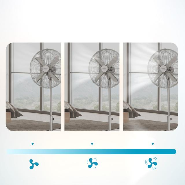 Cecotec EnergySilence 610 Steelstyle Ventilador De Pie Con 50 W Y Acabado En Acero 16 Pulgadas 3 Velocidades Oscilación Silencioso Altura Ajustable 4 Aspas Y Máxima Seguridad. Ventilador De Pie