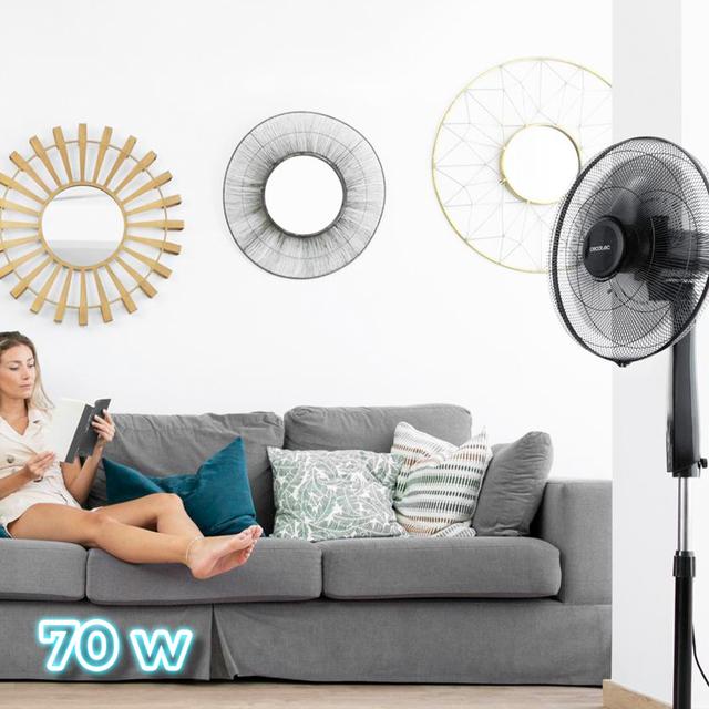 Cecotec EnergySilence 620 MaxFlow Smart. Ventilador De Pie Con Mando A Distancia Y Temporizador 70 W 18 Pulgadas (45 Cm) 6 Aspas Motor Cobre 3 Velocidades Oscilación 75º Pantalla LED Ventilador De Pie Con Mando A Distancia  