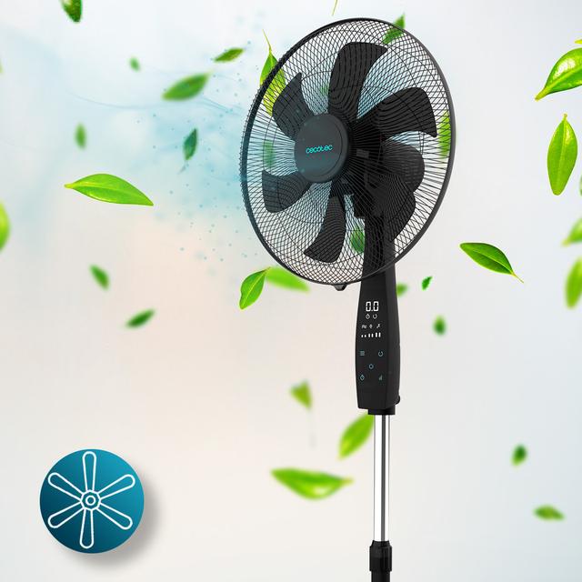 Cecotec EnergySilence 620 MaxFlow Smart. Ventilador De Pie Con Mando A Distancia Y Temporizador 70 W 18 Pulgadas (45 Cm) 6 Aspas Motor Cobre 3 Velocidades Oscilación 75º Pantalla LED Ventilador De Pie Con Mando A Distancia  