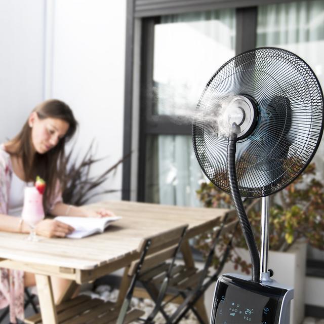 Cecotec EnergySilence 790 FreshEssence Ionic. Ventilador Nebulizador De Agua Con Mando A Distancia Y Temporizador De 90 W 5 Aspas Ionizador Difusor De Aromas Y Anti-mosquitos 3.1 L Ventilador Nebulizador  