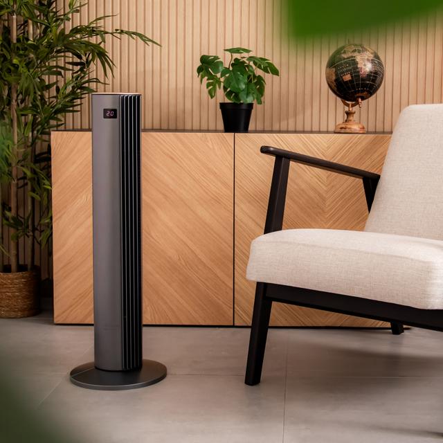 Cecotec EnergySilence 790 Skyline Smart Ventilador De Torre De 45 W Y 38” Con Mando A Distancia Pantalla LED 3 Velocidades 3 Modos Oscilación Y Temporizador. Ventilador De Torre
