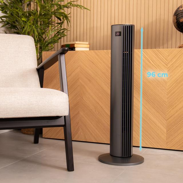 Cecotec EnergySilence 790 Skyline Smart Ventilador De Torre De 45 W Y 38” Con Mando A Distancia Pantalla LED 3 Velocidades 3 Modos Oscilación Y Temporizador. Ventilador De Torre