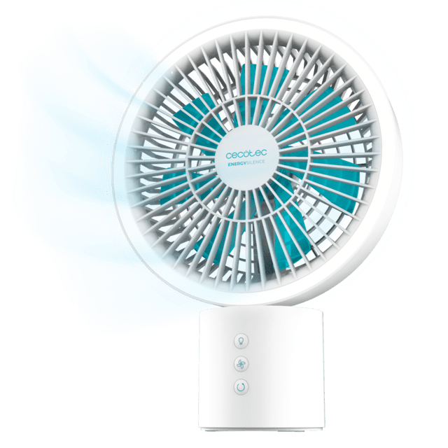Cecotec EnergySilence 8000 Portable Light Desk Ventilador de sobremesa de batería con 8000 mAh oscilación 360º aro de luz con 3 tonalidades y 4 velocidades. Ventilador de sobremesa