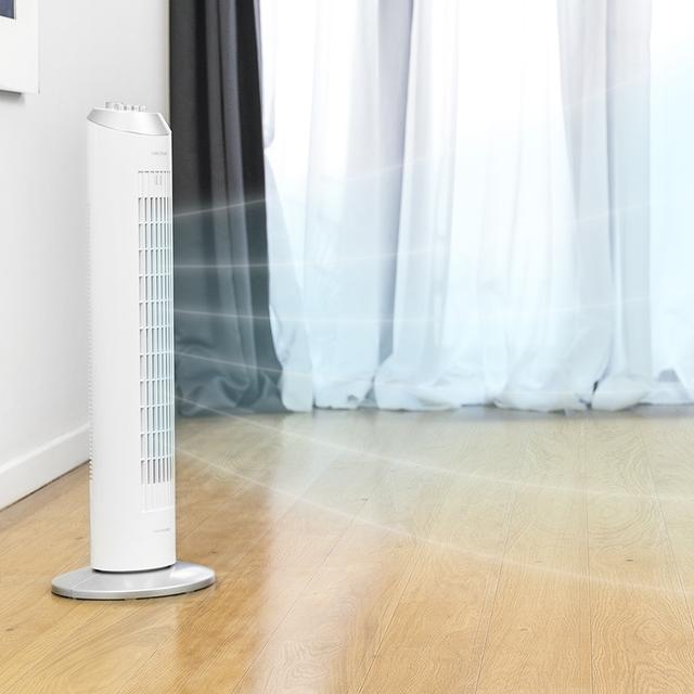 Cecotec EnergySilence 8090 Skyline. Ventilador De Torre Con Temporizador 60 W 33'' (84cm) De Altura Oscilante Motor De Cobre 3 Velocidades Blanco Ventilador De Torre