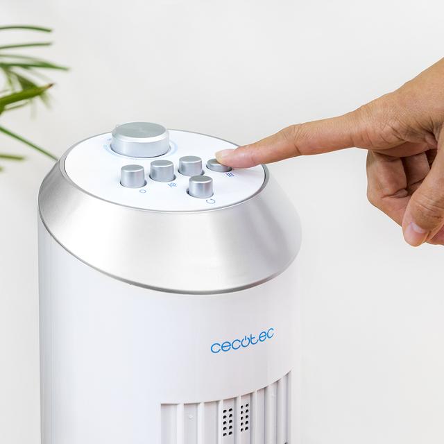 Cecotec EnergySilence 8090 Skyline. Ventilador De Torre Con Temporizador 60 W 33'' (84cm) De Altura Oscilante Motor De Cobre 3 Velocidades Blanco Ventilador De Torre