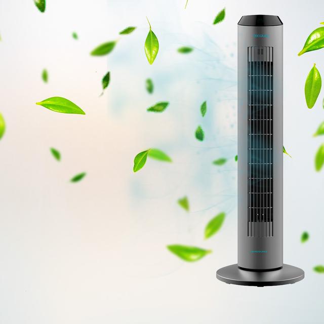 Cecotec EnergySilence 8190 Skyline Ionic. Ventilador De Torre Digital Con Mando A Distancia Y Temporizador 60 W 33'' (84cm) De Altura Oscilante Ionizador Motor De Cobre 3 Velocidades Gris Ventilador De Torre