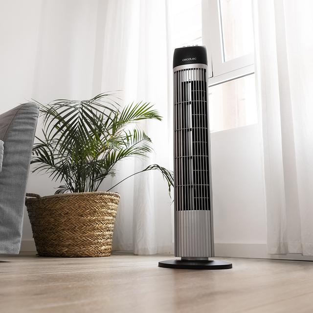 Cecotec EnergySilence 850 Skyline. Ventilador De Torre Con Temporizador 45 W Altura 33" Motor De Cobre 3 Velocidades Oscilación Automática De 70 Grados Asa Trasera Ventilador De Torre
